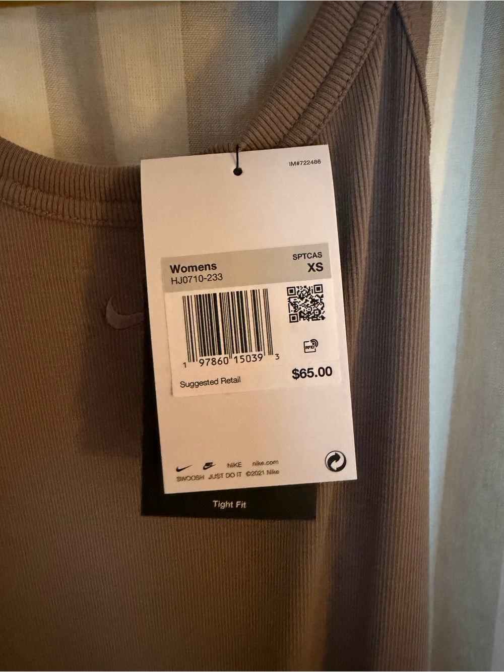 Nike Taupe Chill Knit Ribbed Tank Midi Dress Mink XS NWT - Picture 3 of 3